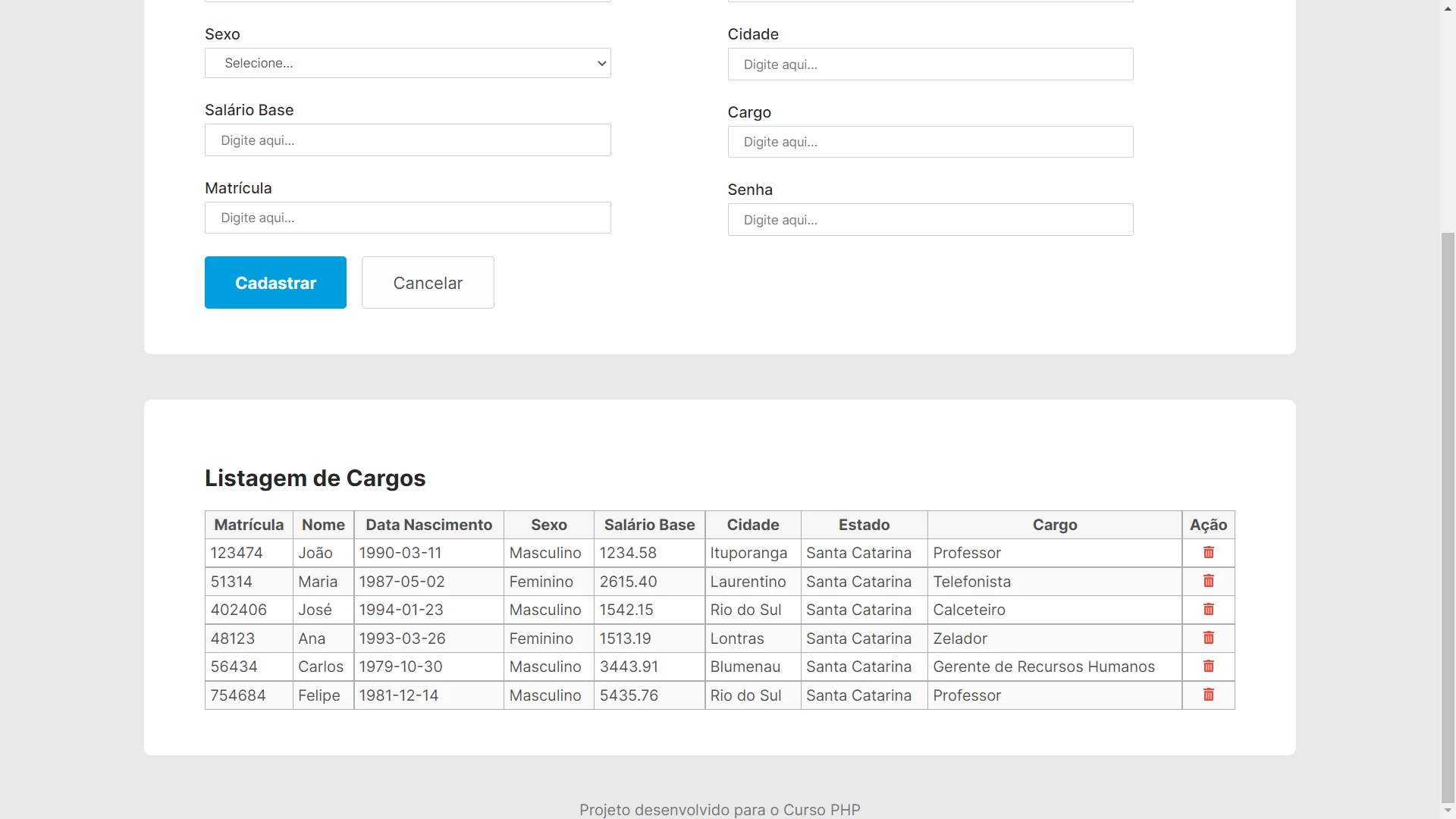 Listagem de cargos Desktop 3