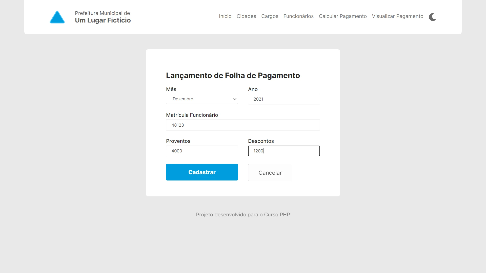 Lançamento de folha de pagamento Desktop 4