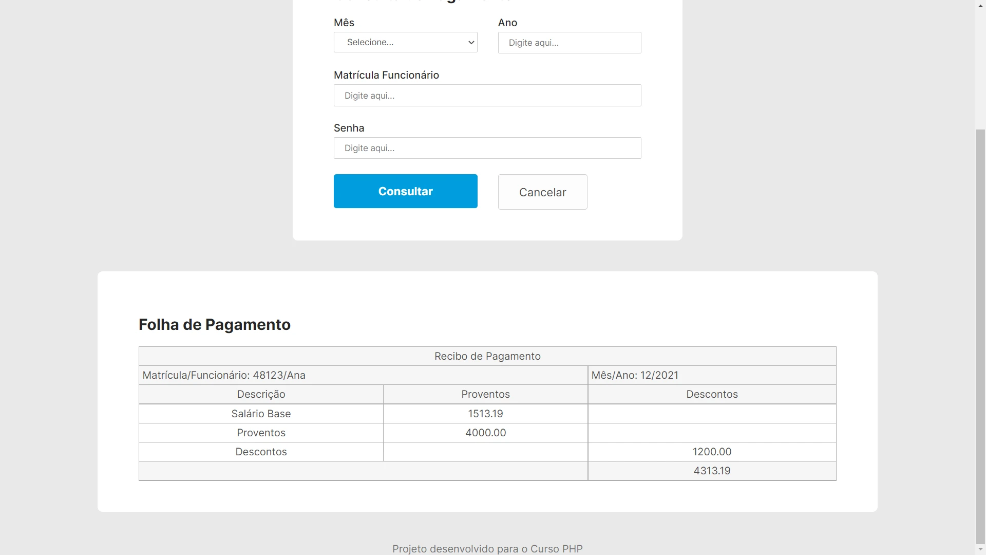 Consulta de folha de pagamento Desktop 6